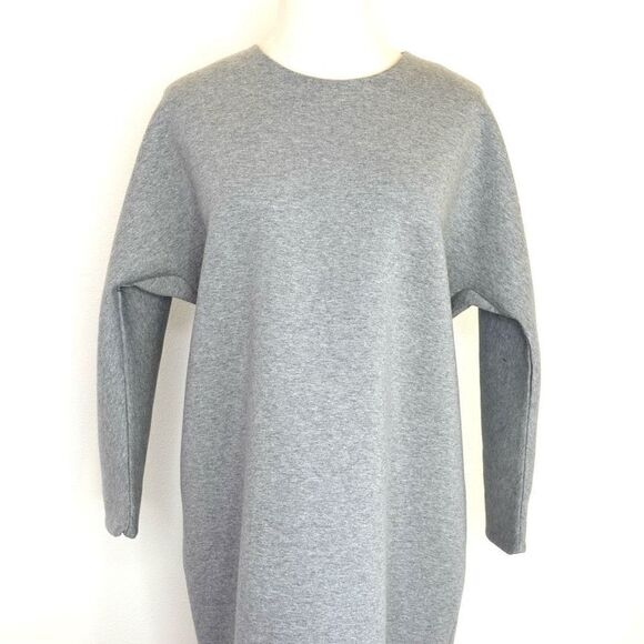 Everlane The Scuba Knit Sweatshirt Dress 3/4 Sleeve Gray Size Medium - Picture 3 of 16